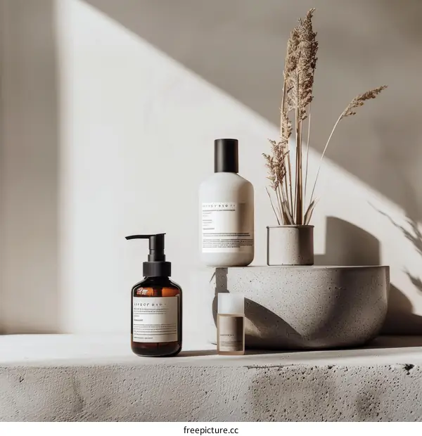 Minimalistic Beauty Product Photography with Pampas Grass