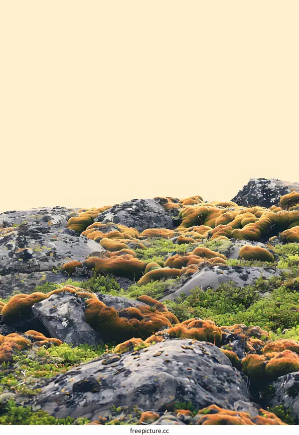 Green Moss and Rocks in a Landscape
