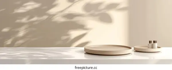 Minimalist Wooden Display Trays in Natural Light