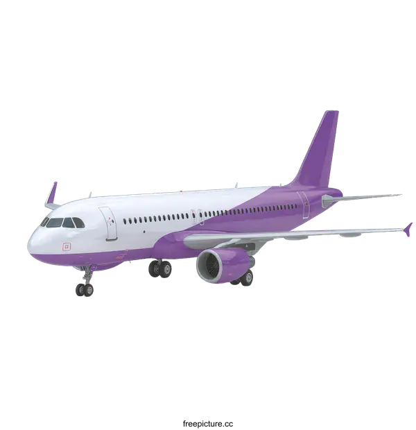 [Transparent Background PNG]Purple and White Commercial Airplane Illustration