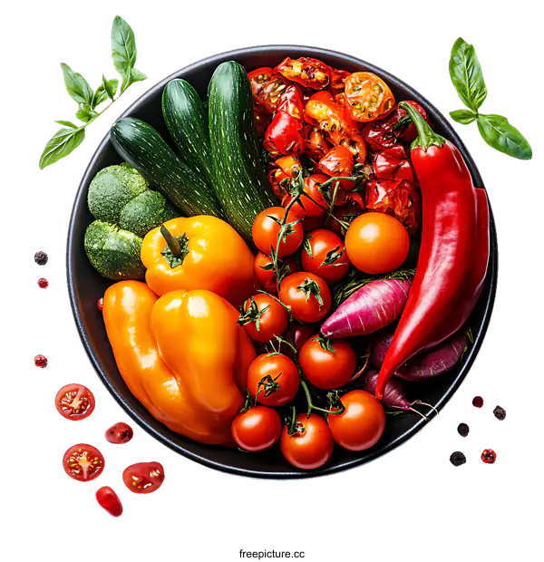 [Transparent Background PNG]Colorful Vegetable Display in a Bowl