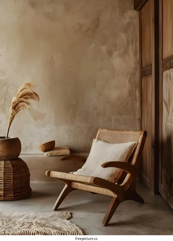 Minimalist Brown Rattan Chair In Modern Home Decor