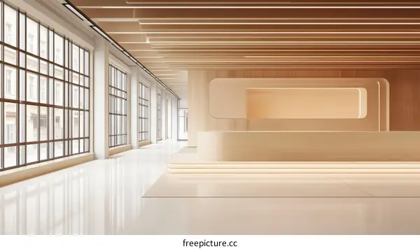 Modern Minimalist Wooden Reception Area