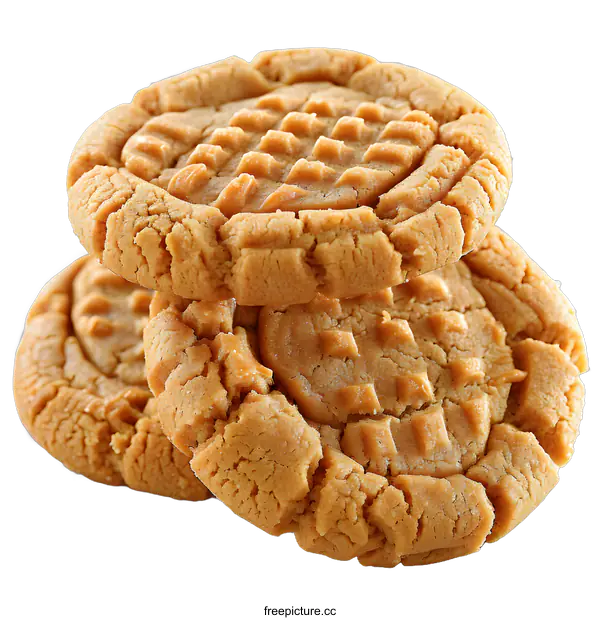 [Transparent Background PNG]Three stacked peanut butter cookies