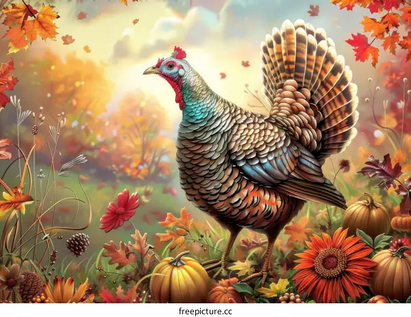 Autumn Thanksgiving Turkey Illustration