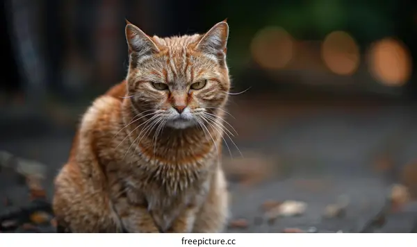 ginger cat looking at camera with serious face