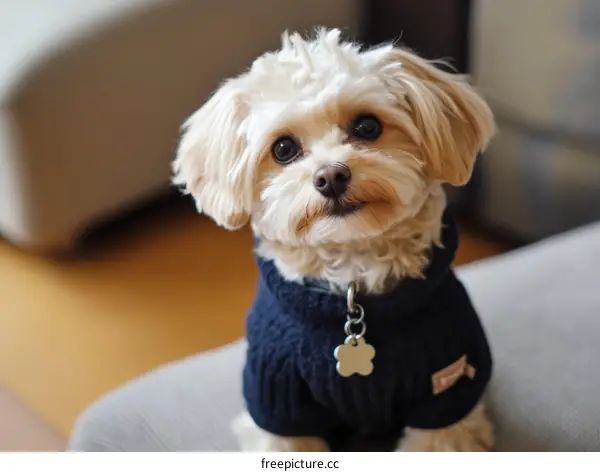 Adorable Puppy Wearing a Sweater