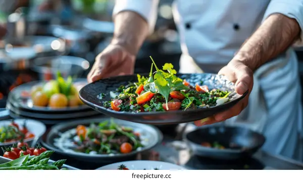 Chef is plating a delicious meal