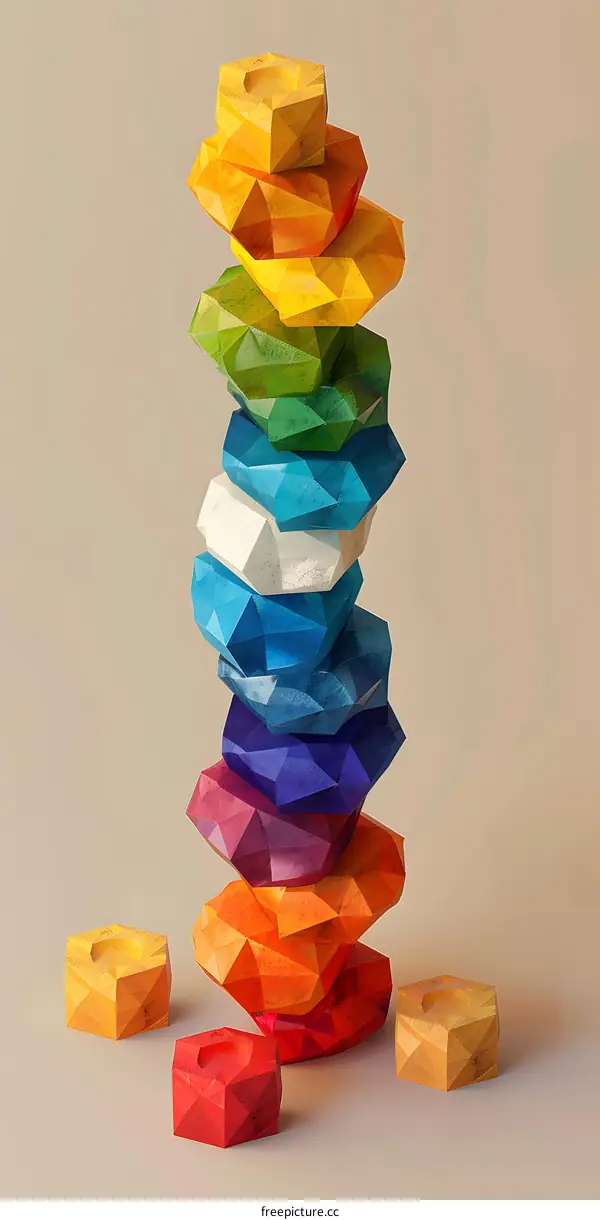 Colorful abstract geometric shapes stacked on top of each other