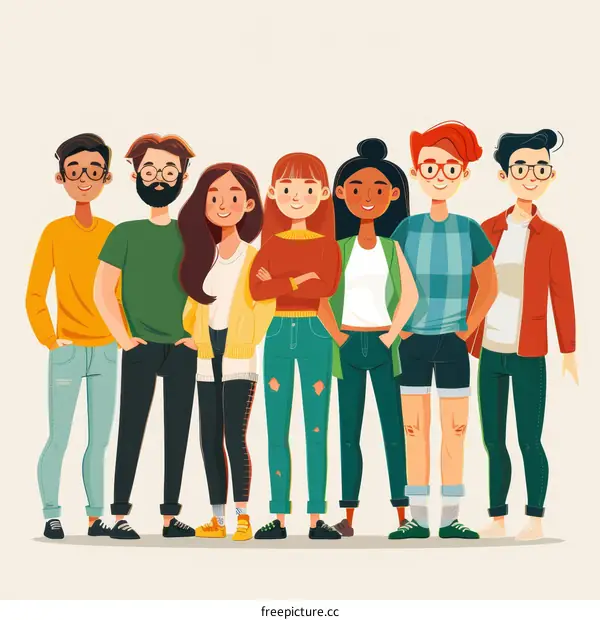 A group of diverse young people standing together