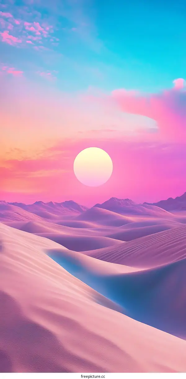 Pink Sunset Over Desert Landscape