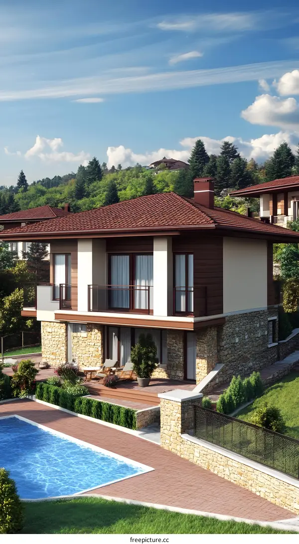 Modern House with Swimming Pool and Landscaping