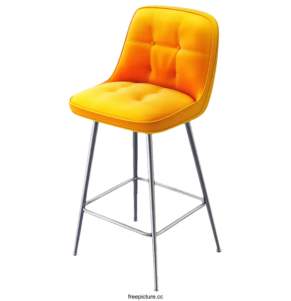 [Transparent Background PNG]Modern Yellow Bar Stool Design Illustration