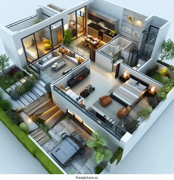 Modern House Floor Plan Design Illustration