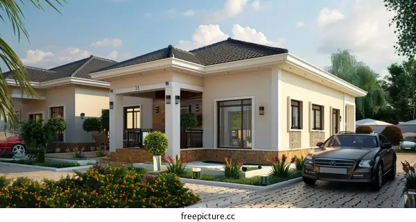 Modern House Design Exterior Illustration