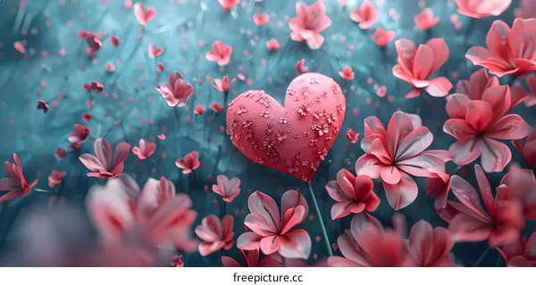 Pink flowers and green leaves