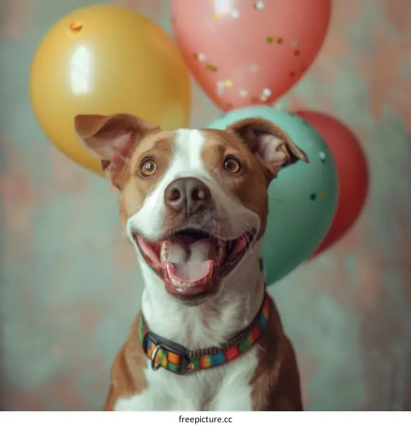 Happy Dog with Balloons