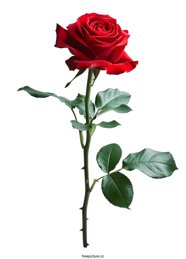 [Transparent Background PNG]single red rose on white background