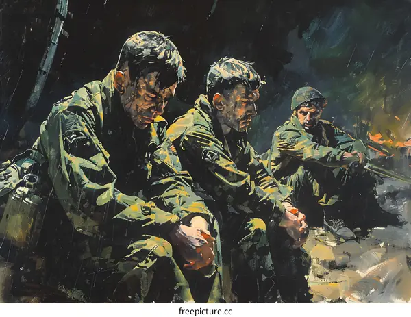 Three Soldiers in the Jungle