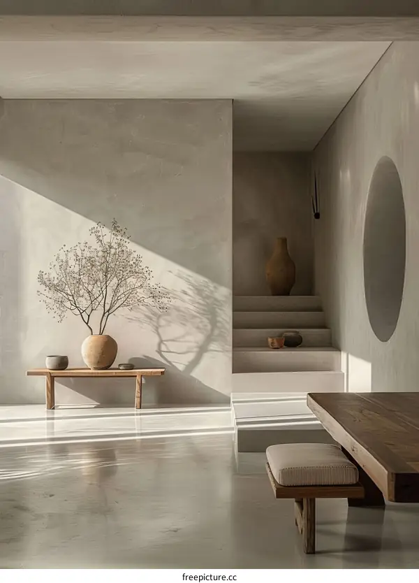 Modern Minimalist Living Room with Natural Elements