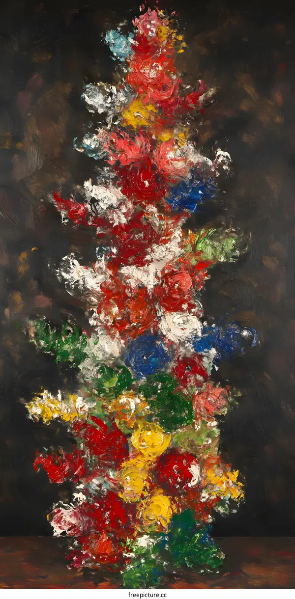 Abstract Oil Painting of Flowers