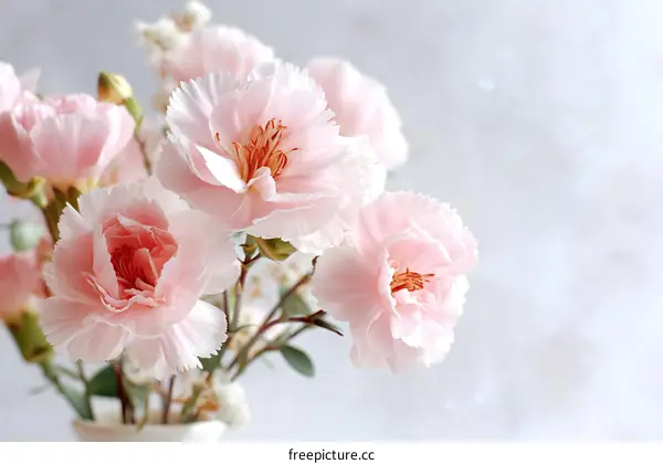 Delicate Pink Carnations in Vase
