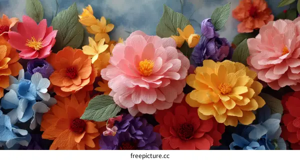 Colorful Paper Flower Arrangement Illustration