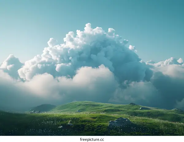White clouds over the hill