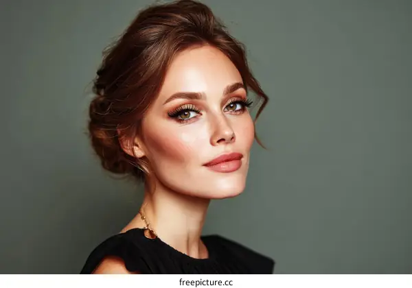 Beautiful Woman with Perfect Makeup and Hairstyle