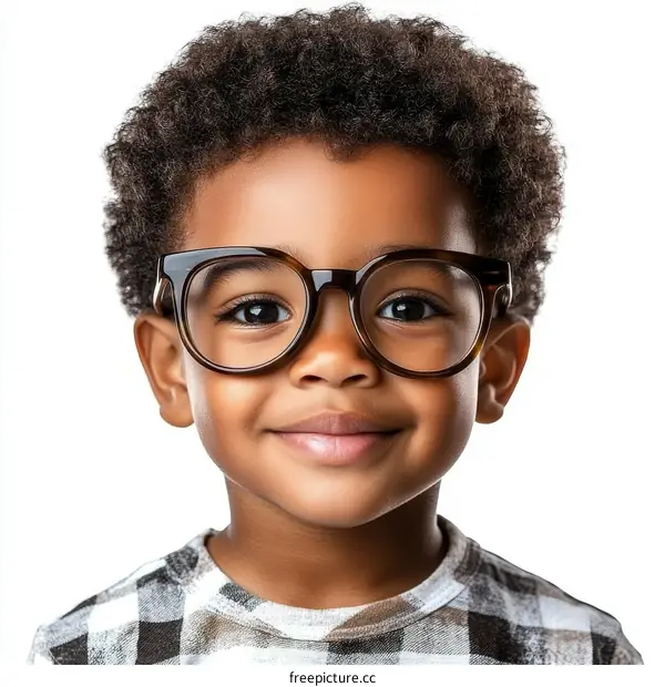 A Smiling Black Child Wearing Glasses