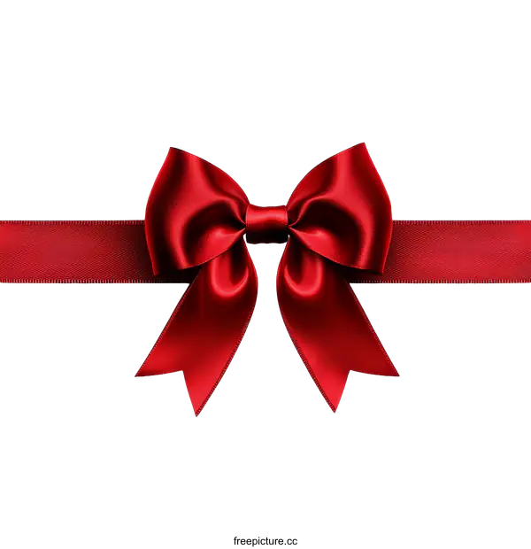 [Transparent Background PNG]Red Satin Ribbon Bow with Horizontal Stripe