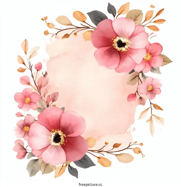 Floral Watercolor Border Illustration
