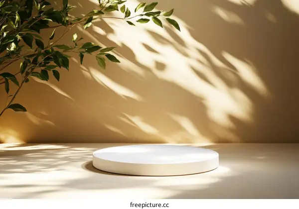 Elegant Minimalist Beige Background with Round Display Podium