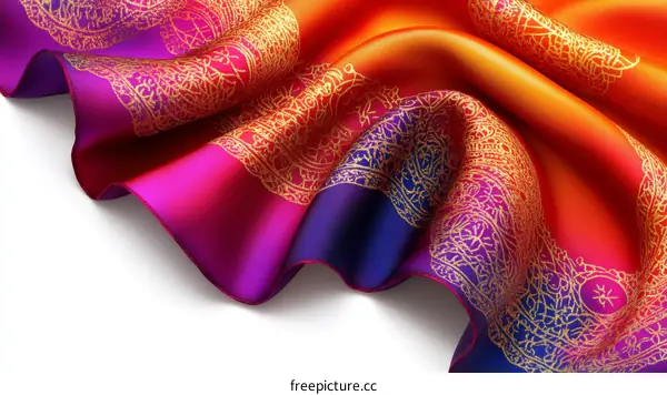 Colorful Silk Fabric with Intricate Design