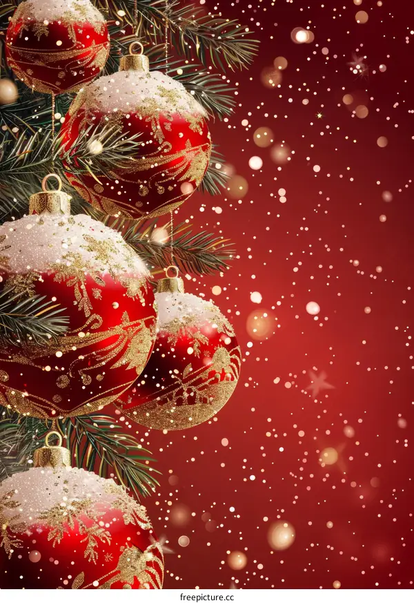 Christmas Decorations: Red, Gold, Snowflakes