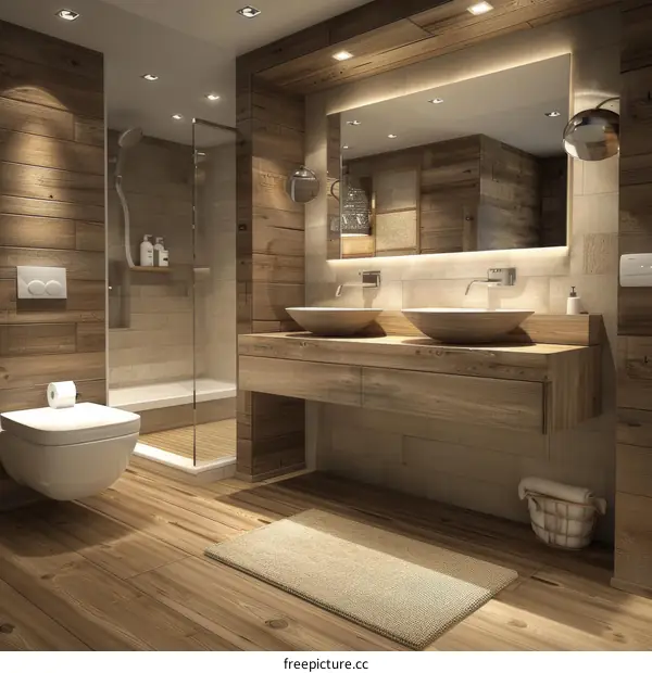Modern Rustic Wooden Bathroom Interior Design