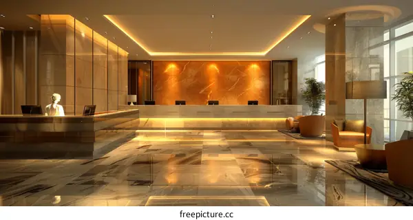Modern Hotel Lobby Reception Desk Interior