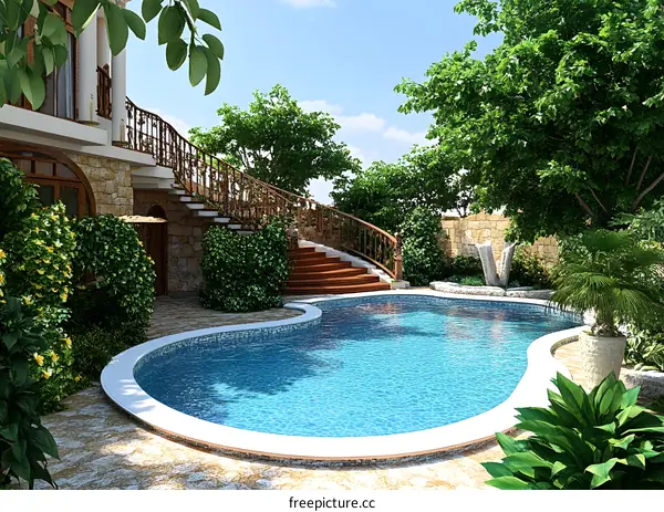 Swimming Pool Luxury Villa Backyard Landscape Design