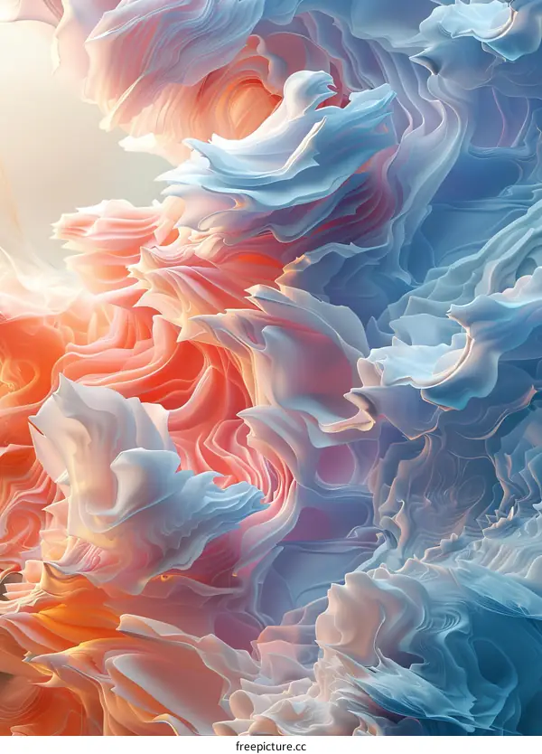 Colorful 3D Rendering of a Cloudscape with a Hint of Pink and Blue