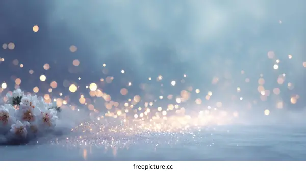 Elegant Springtime Background with Sparkling Lights and Flowers