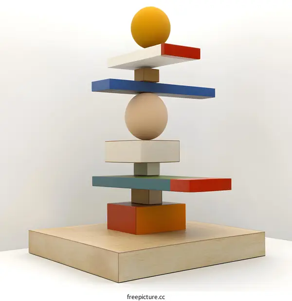 Abstract Geometric Shapes Balanced on Top of Each Other