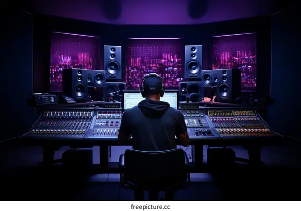 Black man in a recording studio