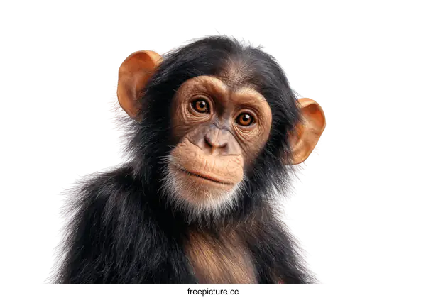 [Transparent Background PNG]Close-up Portrait of a Baby Chimpanzee