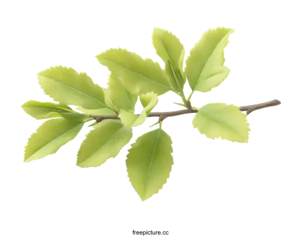 [Transparent Background PNG]Fresh Green Branch with Leaves
