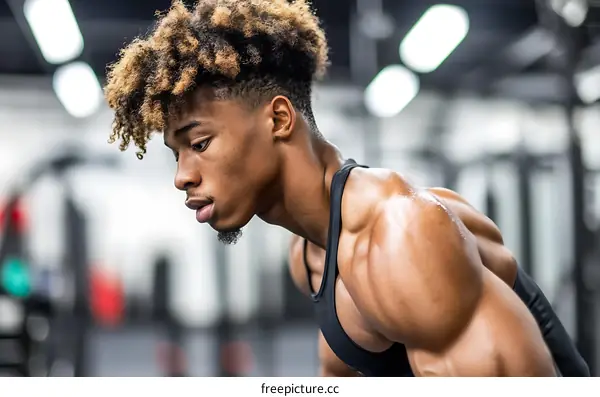 African American Man Working Out in Gym