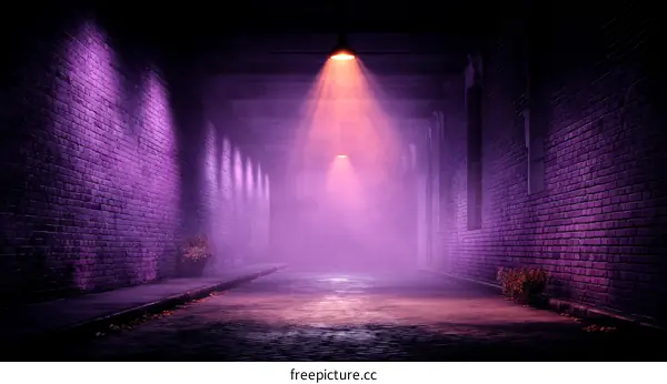 Mysterious Purple Alleyway at Night