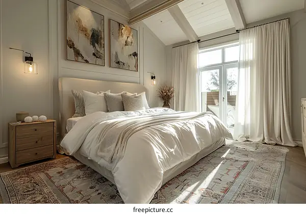 Cozy Modern Bedroom with Large Windows