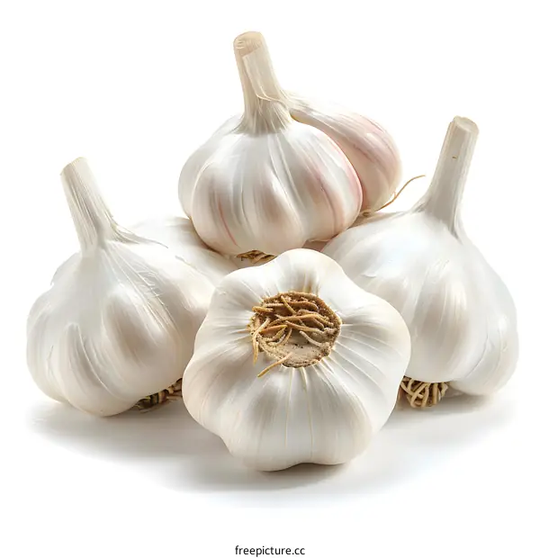 Fresh garlic bulbs on white background