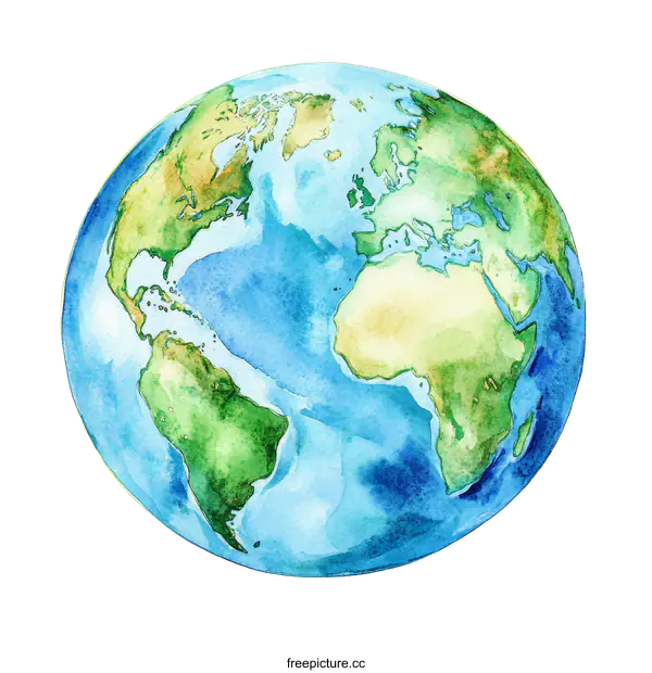 [Transparent Background PNG]Watercolor Illustration of Earth