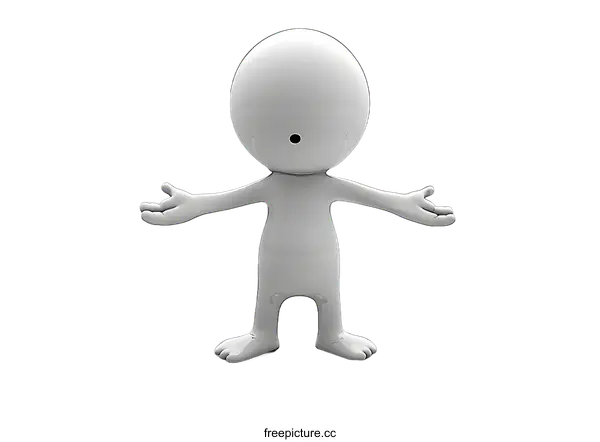 [Transparent Background PNG]3D illustration of a white faceless cartoon character